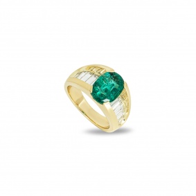 Yellow Gold Emerald & Diamond Ring 2.25ct Yellow Gold Emerald & Diamond Ring 2.25ct